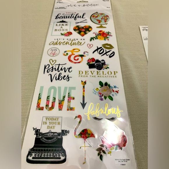 40pc Floral,Travel,Phrases,Flamingos & Stickers & 1 Be Kind Stamp & Ink Pad - Picture 2 of 7